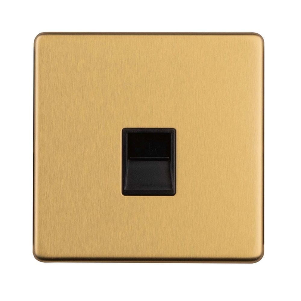 EuroLite Electrical Satin Brass / Telephone Master / (With Black Trim) Eurolite Concealed 3mm Telephone Master - Satin Brass