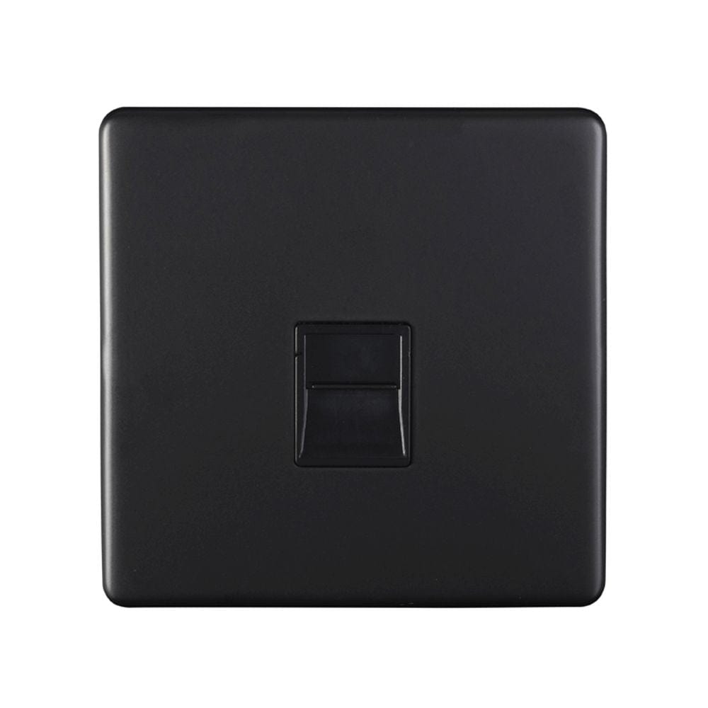 EuroLite Electrical Matt Black / Telephone Slave / (With Black Trim) Eurolite Concealed 3mm Telephone Slave - Matt Black (With Black Trim)