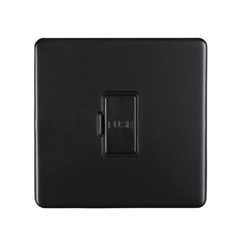 EuroLite Electrical Matt Black / Unswitched Fuse Spur / (With Black Trim) Eurolite Concealed 3mm Unswitched Fuse Spur - Matt Black (With Black Trim)
