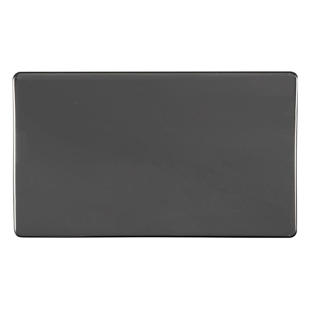 EuroLite Electrical Black Nickel / Double Blank Plate / (With Black Trim) Eurolite Concealed 6mm Double Blank Plate - Black Nickel (With Black Trim)