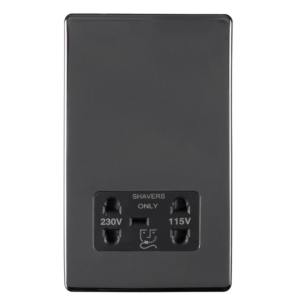 EuroLite Electrical Black Nickel / Shaver Socket / (With Black Trim) Eurolite Concealed 6mm Shaver Socket - Black Nickel (With Black Trim)