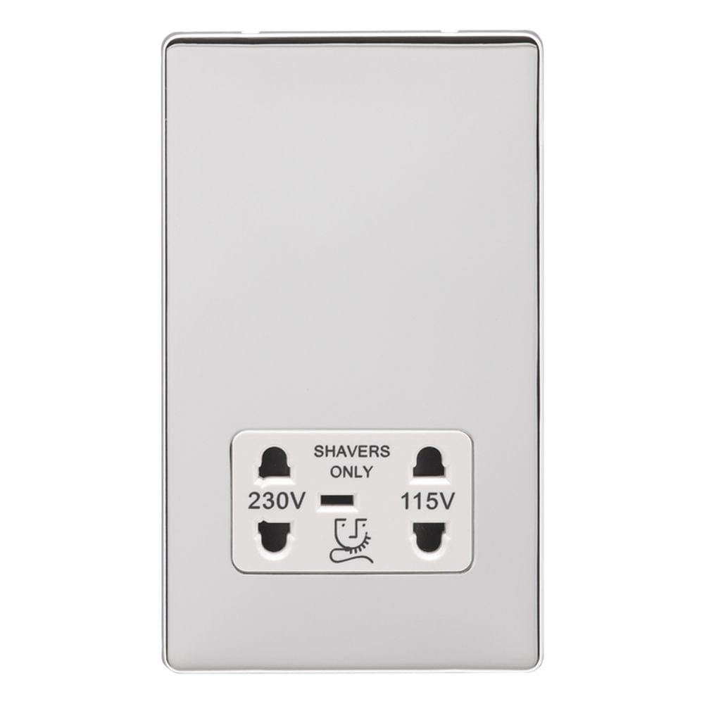 EuroLite Electrical Polished Chrome / Shaver Socket / (With White Trim) Eurolite Concealed 6mm Shaver Socket - Polished Chrome (With White Trim)