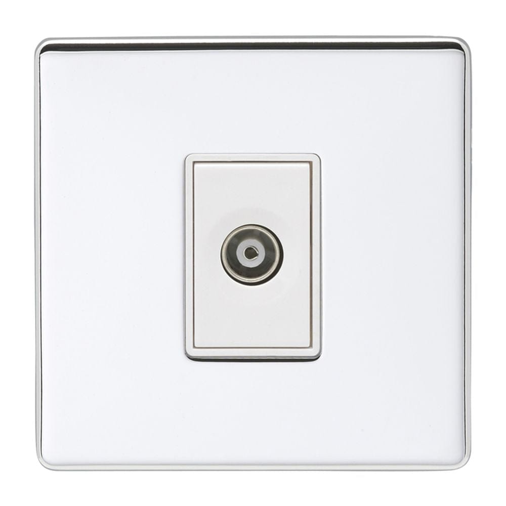 EuroLite Electrical Polished Chrome / TV / (With White Trim) Eurolite Concealed 6mm TV - Polished Chrome (With White Trim)
