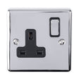 EuroLite Electrical Polished Chrome / 1 Gang Socket / (With Black Trim) Eurolite Enhance Decorative 1 Gang Socket - Polished Chrome (With Black Trim)