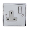 EuroLite Electrical Polished Chrome / 1 Gang Socket / (With GREY Trim) Eurolite Enhance Decorative 1 Gang Socket - Polished Chrome (With Grey Trim)