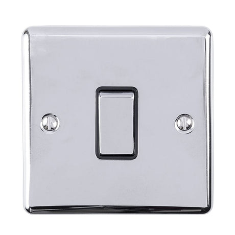 EuroLite Electrical Polished Chrome / 1 Gang Switch / (With Black Trim) Eurolite Enhance Decorative 1 Gang Switch - Polished Chrome (With Black Trim)