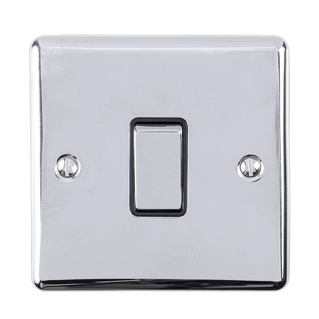 EuroLite Electrical Polished Chrome / 1 Gang Switch / (With Black Trim) Eurolite Enhance Decorative 1 Gang Switch - Polished Chrome (With Black Trim)