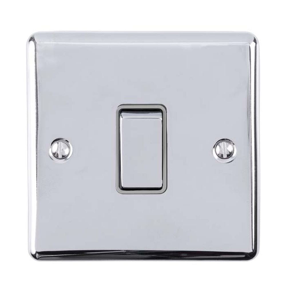 EuroLite Electrical Polished Chrome / 1 Gang Switch / (With GREY Trim) Eurolite Enhance Decorative 1 Gang Switch - Polished Chrome (With Grey Trim)