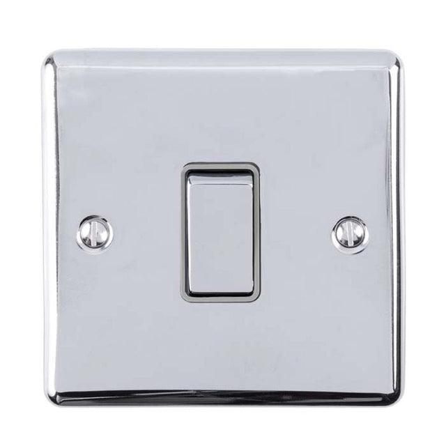 EuroLite Electrical Polished Chrome / 1 Gang Switch / (With GREY Trim) Eurolite Enhance Decorative 1 Gang Switch - Polished Chrome (With Grey Trim)
