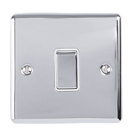 EuroLite Electrical Polished Chrome / 1 Gang Switch / (With White Trim) Eurolite Enhance Decorative 1 Gang Switch - Polished Chrome (With White Trim)