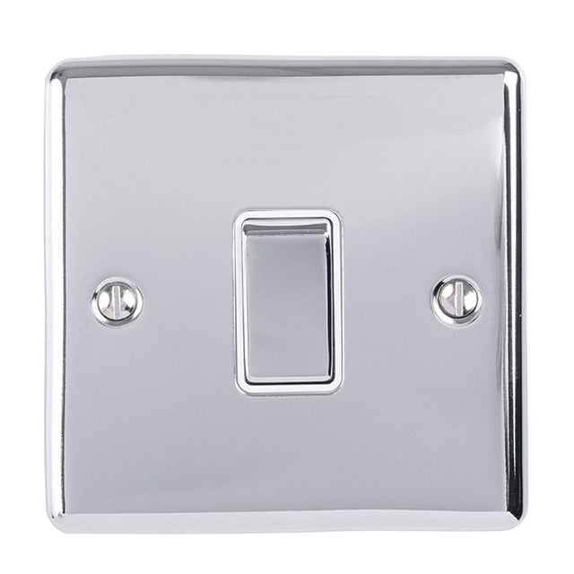 EuroLite Electrical Polished Chrome / 1 Gang Switch / (With White Trim) Eurolite Enhance Decorative 1 Gang Switch - Polished Chrome (With White Trim)