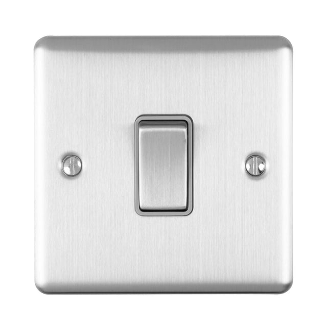 EuroLite Electrical Satin Stainless / 1 Gang Switch / (With Grey Trim) Eurolite Enhance Decorative 1 Gang Switch - Satin Stainless Steel (With Grey Trim)