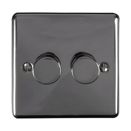 EuroLite Electrical Black Nickel / 2 Gang Dimmer / (With Black Trim) Eurolite Enhance Decorative 2 Gang Dimmer - Black Nickel