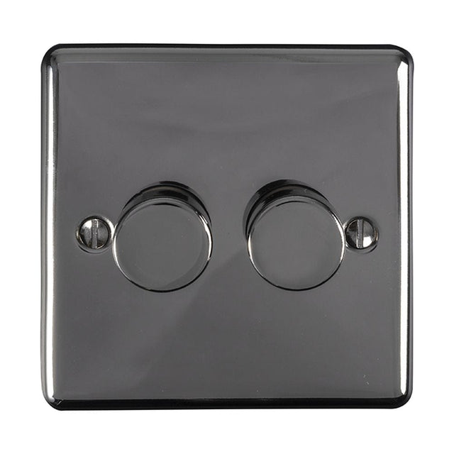 EuroLite Electrical Black Nickel / 2 Gang Dimmer / (With Black Trim) Eurolite Enhance Decorative 2 Gang Dimmer - Black Nickel