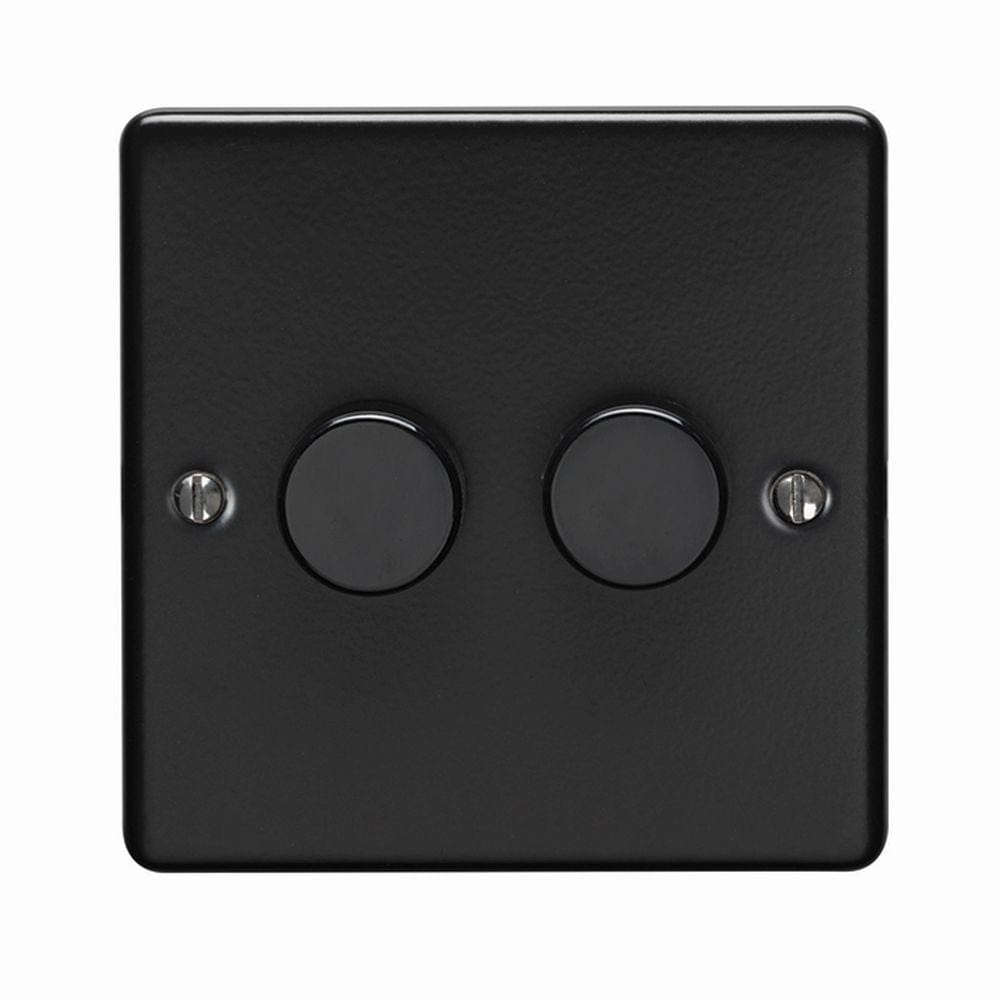 EuroLite Electrical Matt Black / 2 Gang Dimmer / (With Black Trim) Eurolite Enhance Decorative 2 Gang Dimmer - Matt Black