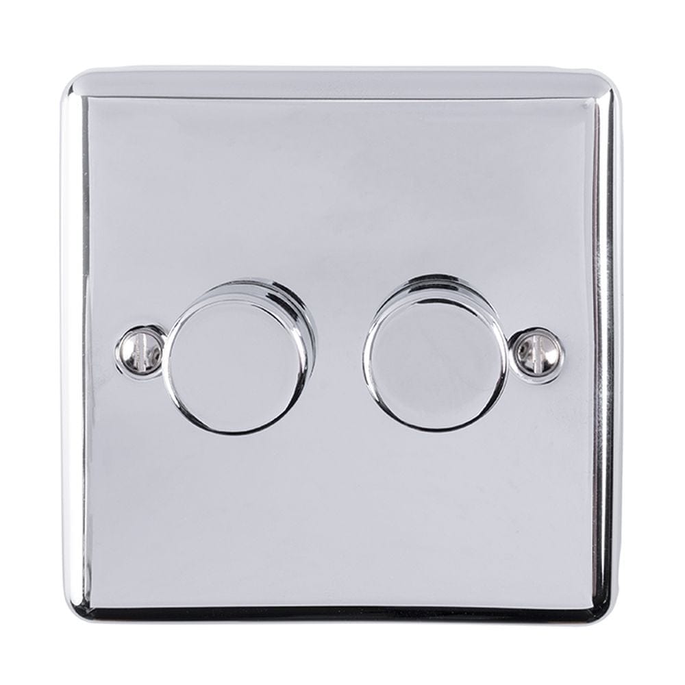 EuroLite Electrical Polished Chrome / 2 Gang Dimmer / (With Enhance Trim) Eurolite Enhance Decorative 2 Gang Dimmer - Polished Chrome
