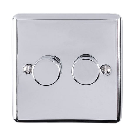 EuroLite Electrical Polished Chrome / 2 Gang Dimmer / (With Enhance Trim) Eurolite Enhance Decorative 2 Gang Dimmer - Polished Chrome