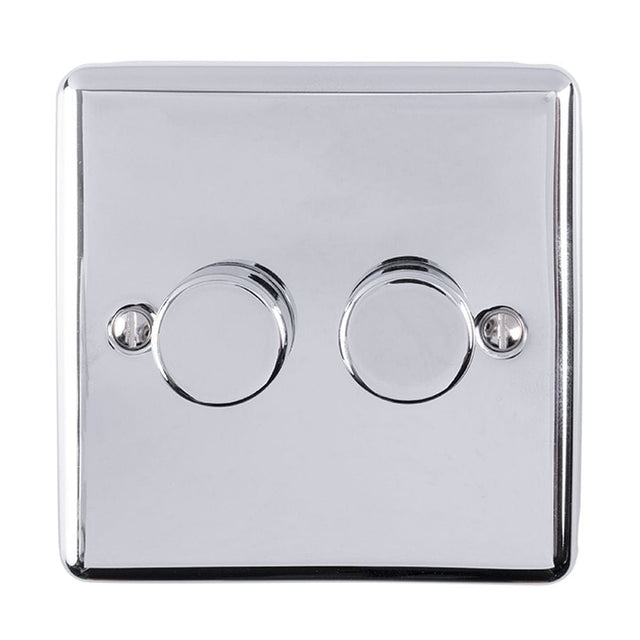 EuroLite Electrical Polished Chrome / 2 Gang Dimmer / (With Enhance Trim) Eurolite Enhance Decorative 2 Gang Dimmer - Polished Chrome