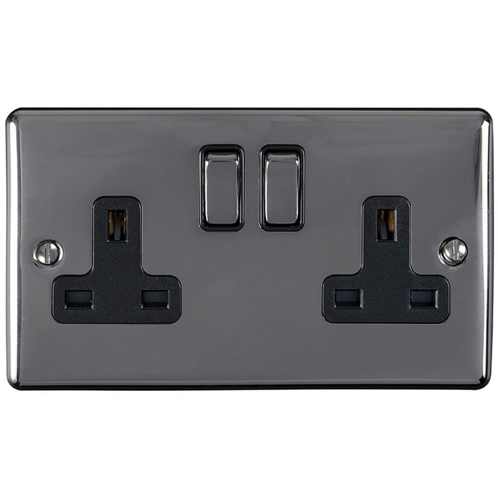 EuroLite Electrical Black Nickel / 2 Gang Socket / (With Black Trim) Eurolite Enhance Decorative 2 Gang Socket - Black Nickel (With Black Trim)