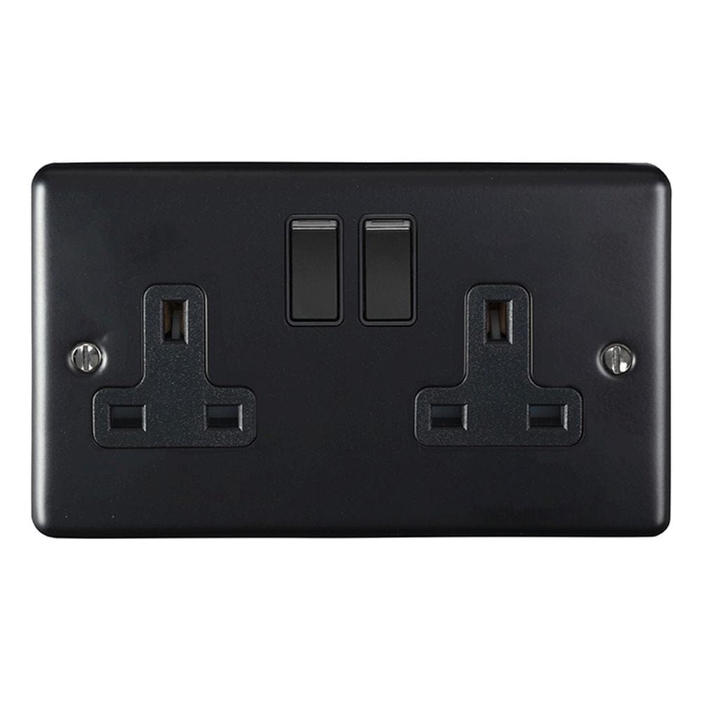 EuroLite Electrical Matt Black / 2 Gang Socket / (With Black Trim) Eurolite Enhance Decorative 2 Gang Socket - Matt Black (With Black Trim)