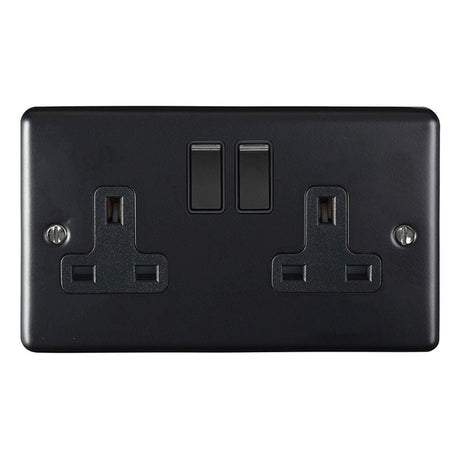 EuroLite Electrical Matt Black / 2 Gang Socket / (With Black Trim) Eurolite Enhance Decorative 2 Gang Socket - Matt Black (With Black Trim)