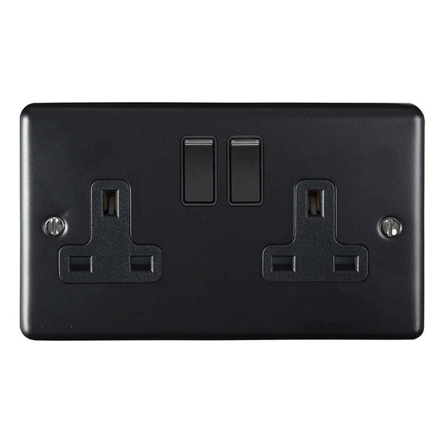 EuroLite Electrical Matt Black / 2 Gang Socket / (With Black Trim) Eurolite Enhance Decorative 2 Gang Socket - Matt Black (With Black Trim)