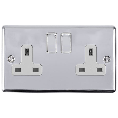 EuroLite Electrical Polished Chrome / 2 Gang Socket / (With GREY Trim) Eurolite Enhance Decorative 2 Gang Socket - Polished Chrome (With Grey Trim)