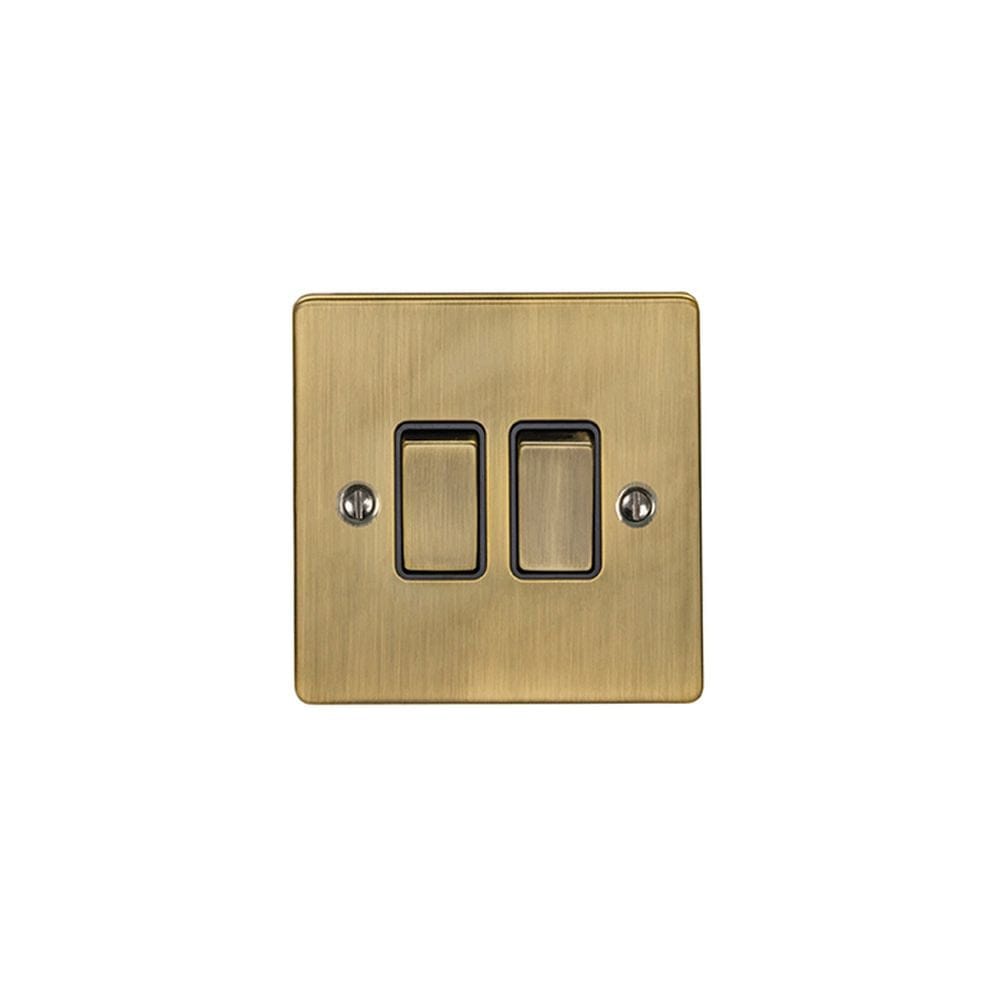 EuroLite Electrical Antique Brass / 2 Gang Switch / (With Black Trim) Eurolite Enhance Decorative 2 Gang Switch - Antique Brass (With Black Trim)
