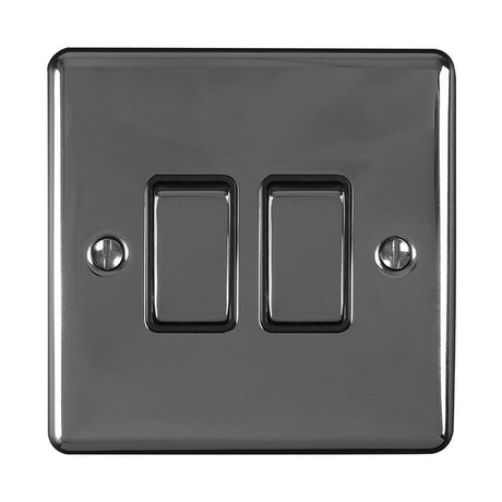 EuroLite Electrical Matt Black / 2 Gang Switch / (With Black Trim) Eurolite Enhance Decorative 2 Gang Switch - Matt Black (With Black Trim)