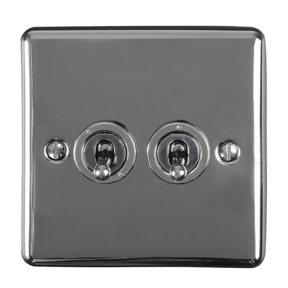EuroLite Electrical Black Nickel / 2 Gang Toggle Switch / (With Black Trim) Eurolite Enhance Decorative 2 Gang Toggle Switch - Black Nickel