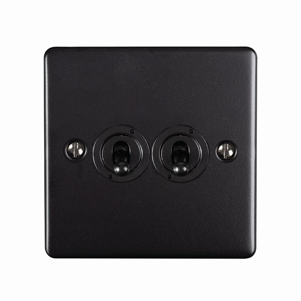 EuroLite Electrical Matt Black / 2 Gang Toggle Switch / (With Black Trim) Eurolite Enhance Decorative 2 Gang Toggle Switch - Matt Black (With Black Trim)