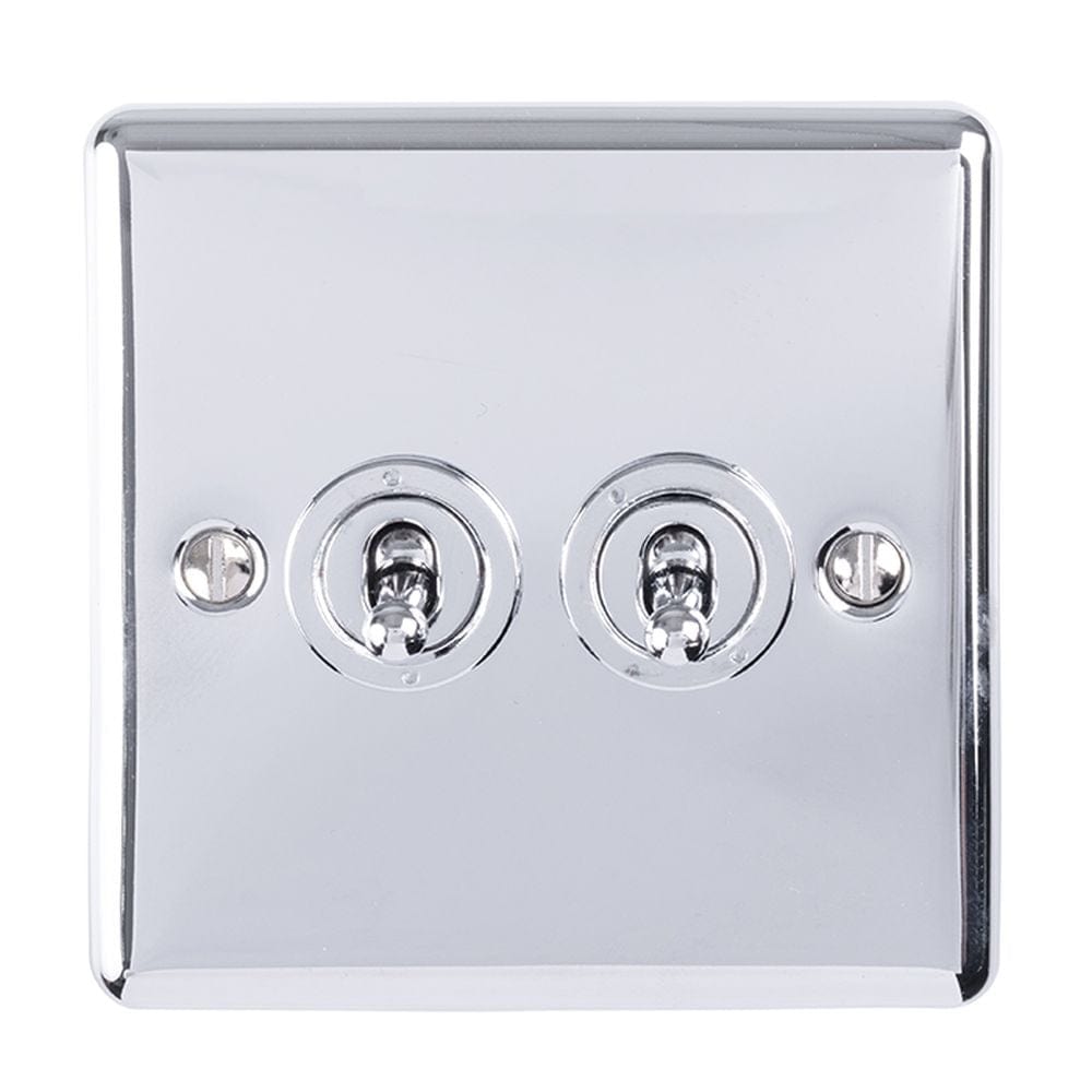 EuroLite Electrical Polished Chrome / 2 Gang Toggle Switch / (With Enhance Trim) Eurolite Enhance Decorative 2 Gang Toggle Switch - Polished Chrome