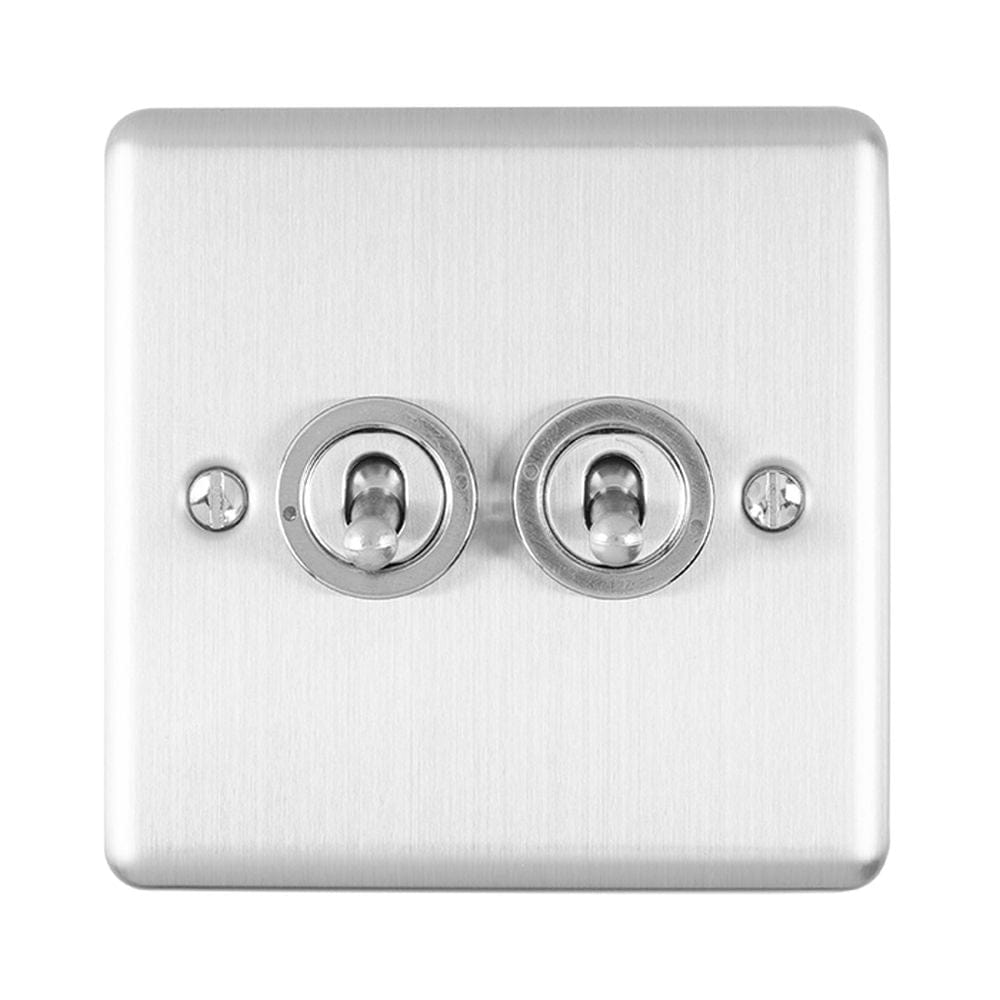 EuroLite Electrical Satin Stainless / 2 Gang Toggle Switch / (With Enhance Trim) Eurolite Enhance Decorative 2 Gang Toggle Switch - Satin Stainless Steel