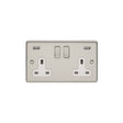 EuroLite Electrical Satin Stainless / 2 Gang USB Socket / (With White Trim) Eurolite Enhance Decorative 2 Gang USB Socket - Satin Stainless Steel (With White Trim)