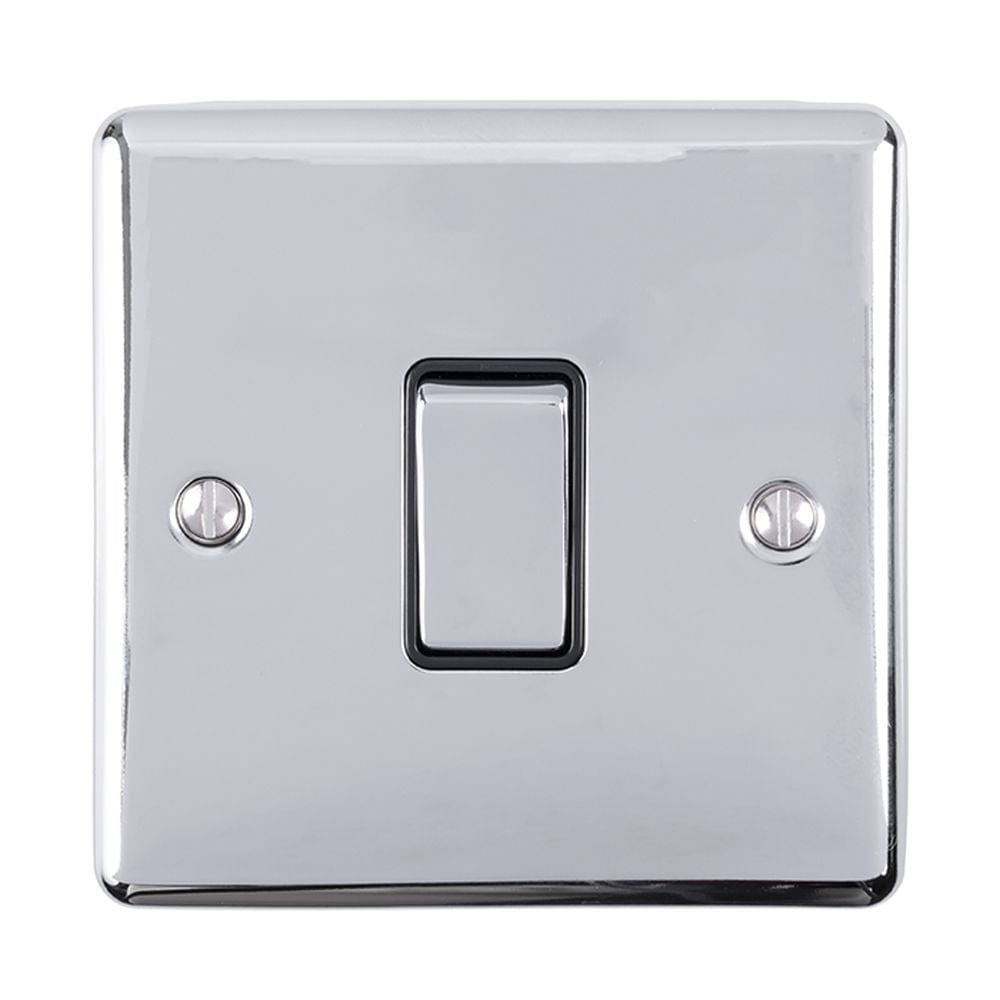 EuroLite Electrical Polished Chrome / 20Amp Switch / (With Black Trim) Eurolite Enhance Decorative 20Amp Switch - Polished Chrome (With Black Trim)