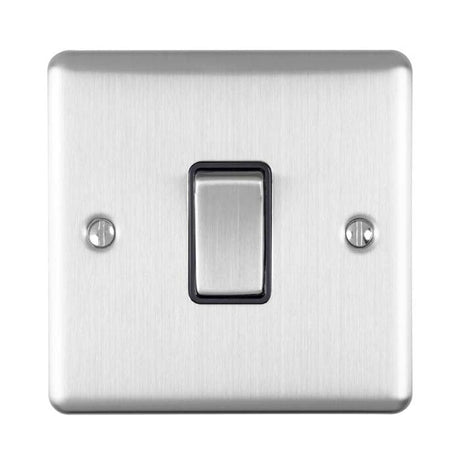 EuroLite Electrical Satin Stainless / 20Amp Switch / (With Black Trim) Eurolite Enhance Decorative 20Amp Switch - Satin Stainless Steel (With Black Trim)