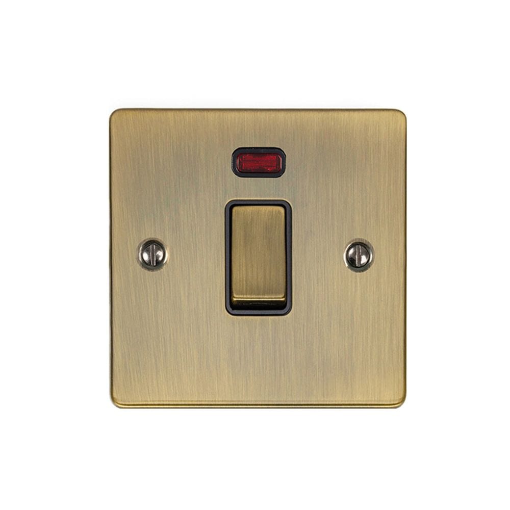 EuroLite Electrical Antique Brass / 20Amp Switch with Neon Indicator / (With Black Trim) Eurolite Enhance Decorative 20Amp Switch with Neon Indicator - Antique Brass (With Black Trim)