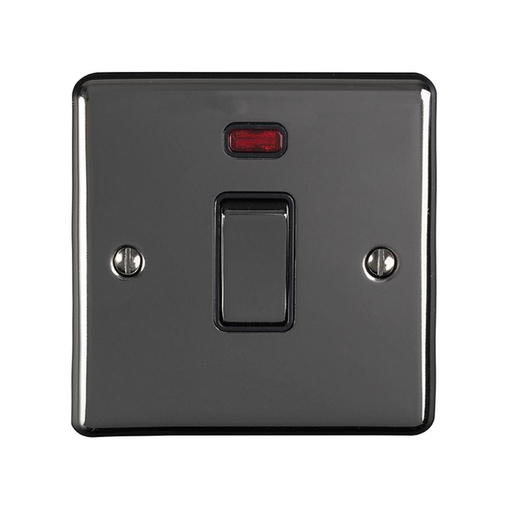 EuroLite Electrical Black Nickel / 20Amp Switch with Neon Indicator / (With Black Trim) Eurolite Enhance Decorative 20Amp Switch with Neon Indicator - Black Nickel (With Black Trim)