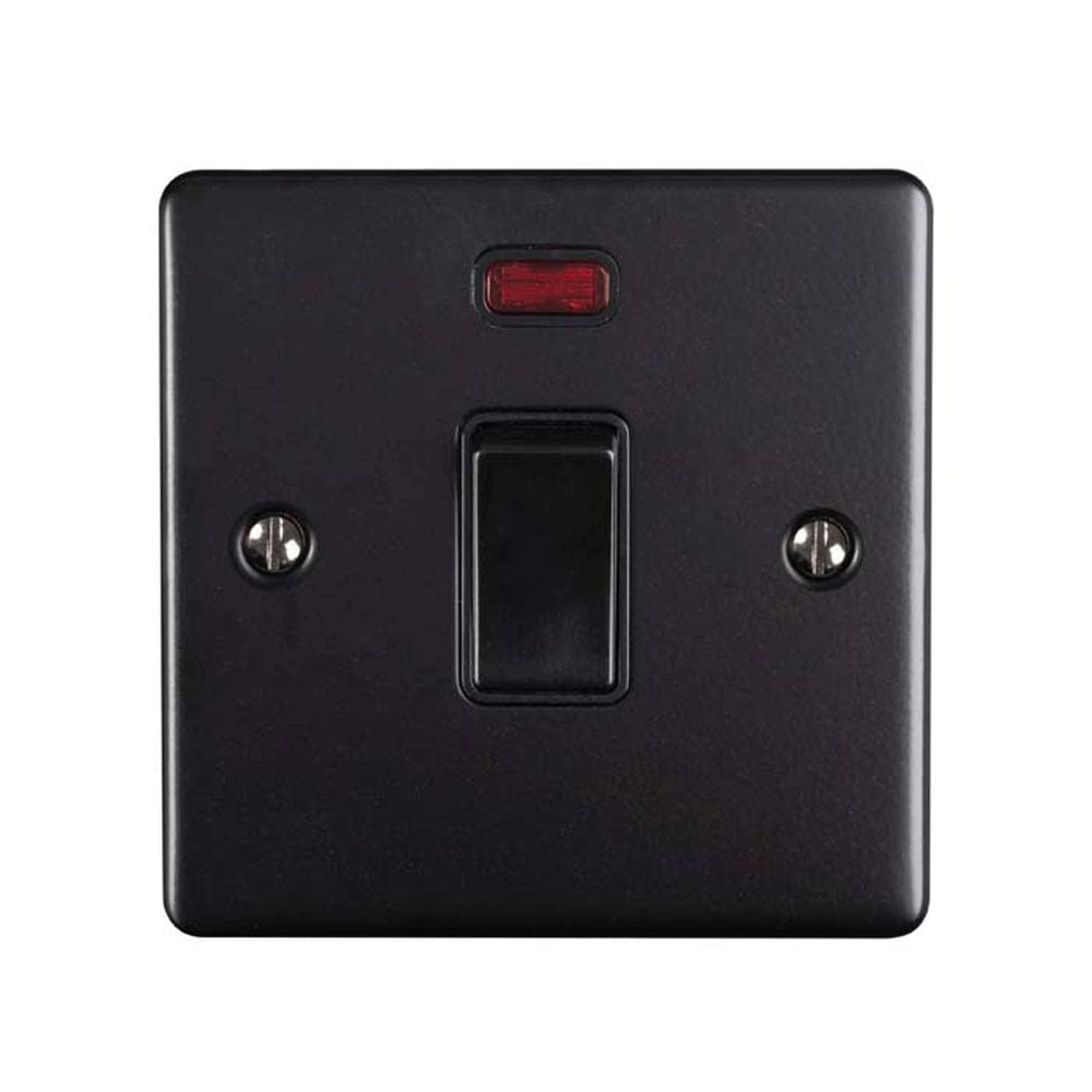 EuroLite Electrical Matt Black / 20Amp Switch with Neon Indicator / (With Black Trim) Eurolite Enhance Decorative 20Amp Switch with Neon Indicator - Matt Black (With Black Trim)