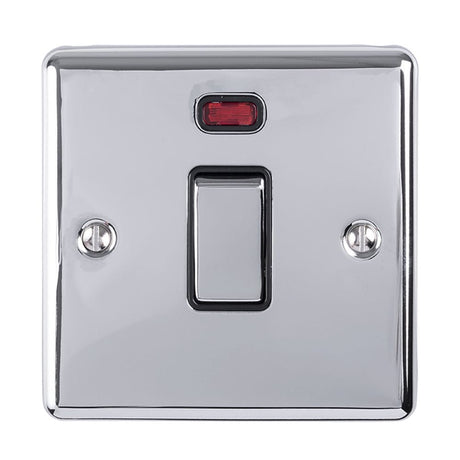 EuroLite Electrical Polished Chrome / 20Amp Switch with Neon Indicator / (With Black Trim) Eurolite Enhance Decorative 20Amp Switch with Neon Indicator - Polished Chrome (With Black Trim)