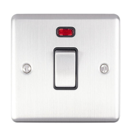 EuroLite Electrical Satin Stainless / 20Amp Switch with Neon Indicator / (With Black Trim) Eurolite Enhance Decorative 20Amp Switch with Neon Indicator - Satin Stainless Steel (With Black Trim)