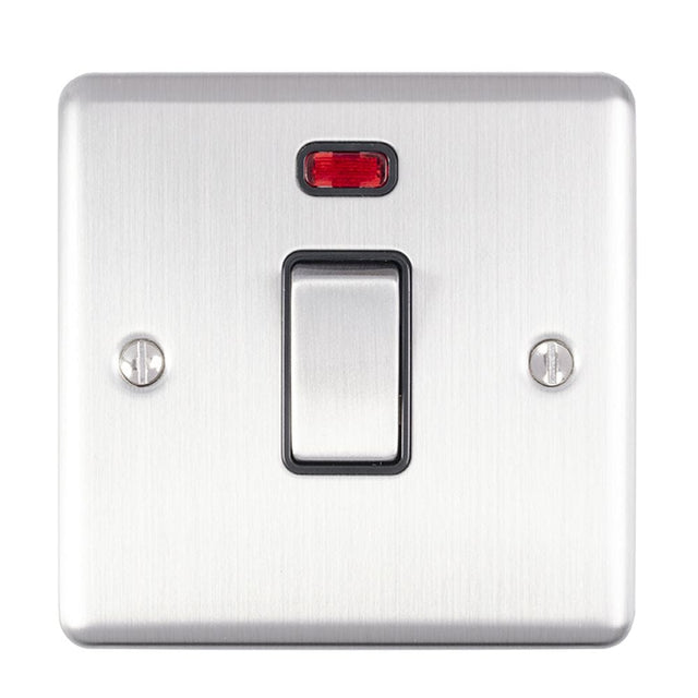 EuroLite Electrical Satin Stainless / 20Amp Switch with Neon Indicator / (With Black Trim) Eurolite Enhance Decorative 20Amp Switch with Neon Indicator - Satin Stainless Steel (With Black Trim)