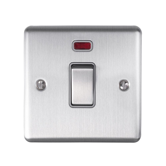 EuroLite Electrical Satin Stainless / 20Amp Switch with Neon Indicator / (With Grey Trim) Eurolite Enhance Decorative 20Amp Switch with Neon Indicator - Satin Stainless Steel (With Grey Trim)