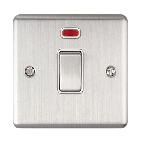 EuroLite Electrical Satin Stainless / 20Amp Switch with Neon Indicator / (With White Trim) Eurolite Enhance Decorative 20Amp Switch with Neon Indicator - Satin Stainless Steel (With White Trim)