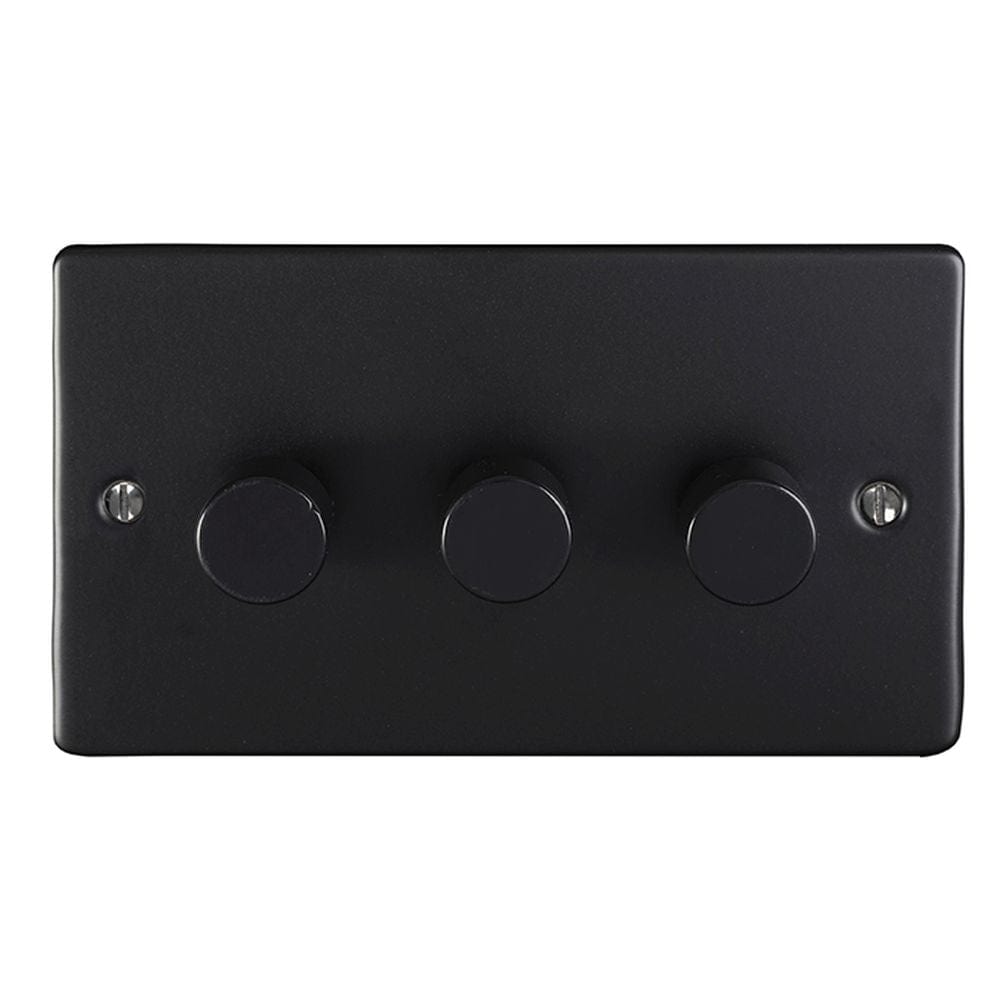 EuroLite Electrical Matt Black / 3 Gang Dimmer / (With Black Trim) Eurolite Enhance Decorative 3 Gang Dimmer - Matt Black