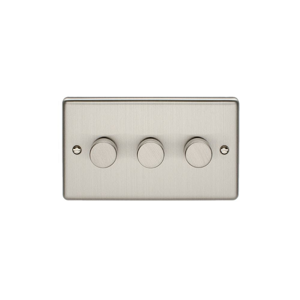 EuroLite Electrical Satin Stainless / 3 Gang Dimmer / (With Enhance Trim) Eurolite Enhance Decorative 3 Gang Dimmer - Satin Stainless Steel
