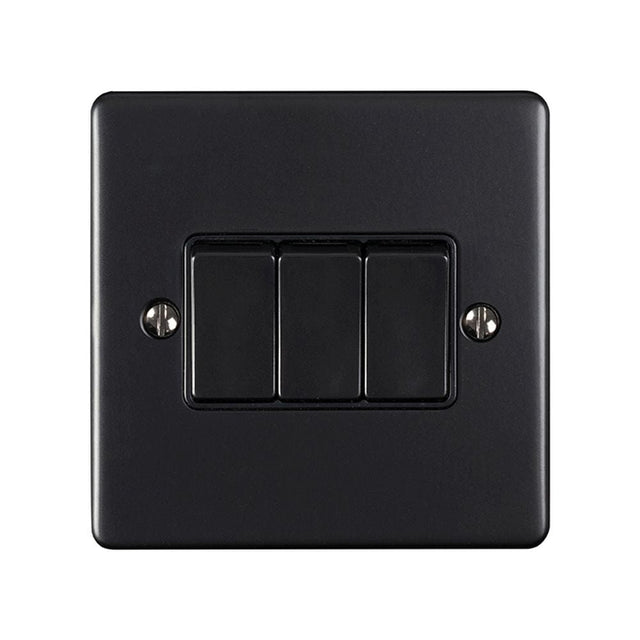EuroLite Electrical Matt Black / 3 Gang Switch / (With Black Trim) Eurolite Enhance Decorative 3 Gang Switch - Matt Black (With Black Trim)