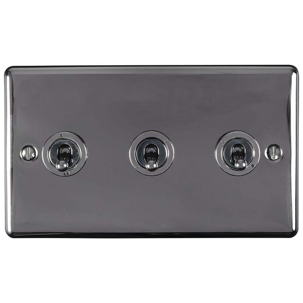 EuroLite Electrical Black Nickel / 3 Gang Toggle Switch / (With Black Trim) Eurolite Enhance Decorative 3 Gang Toggle Switch - Black Nickel