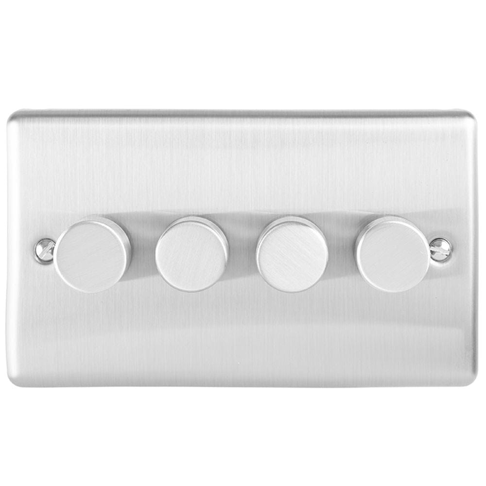 EuroLite Electrical Satin Stainless / 4 Gang Dimmer / (With Enhance Trim) Eurolite Enhance Decorative 4 Gang Dimmer - Satin Stainless Steel