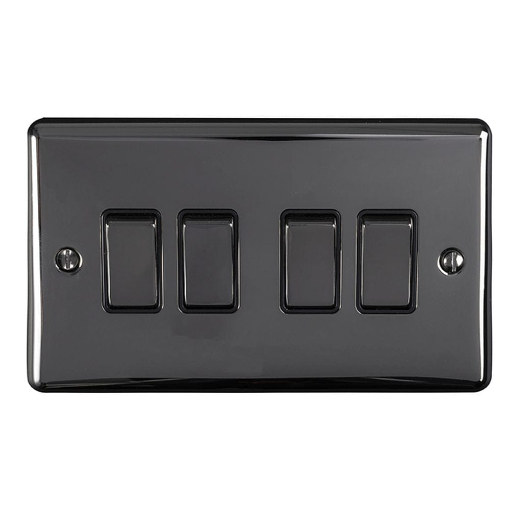 EuroLite Electrical Black Nickel / 4 Gang Switch / (With Black Trim) Eurolite Enhance Decorative 4 Gang Switch - Black Nickel (With Black Trim)